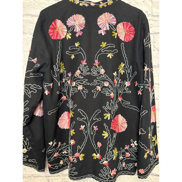 Unbranded Fully Embroidered Floral Asian Inspired Jacket 100% Cotton Sz Large - Picture 5 of 5